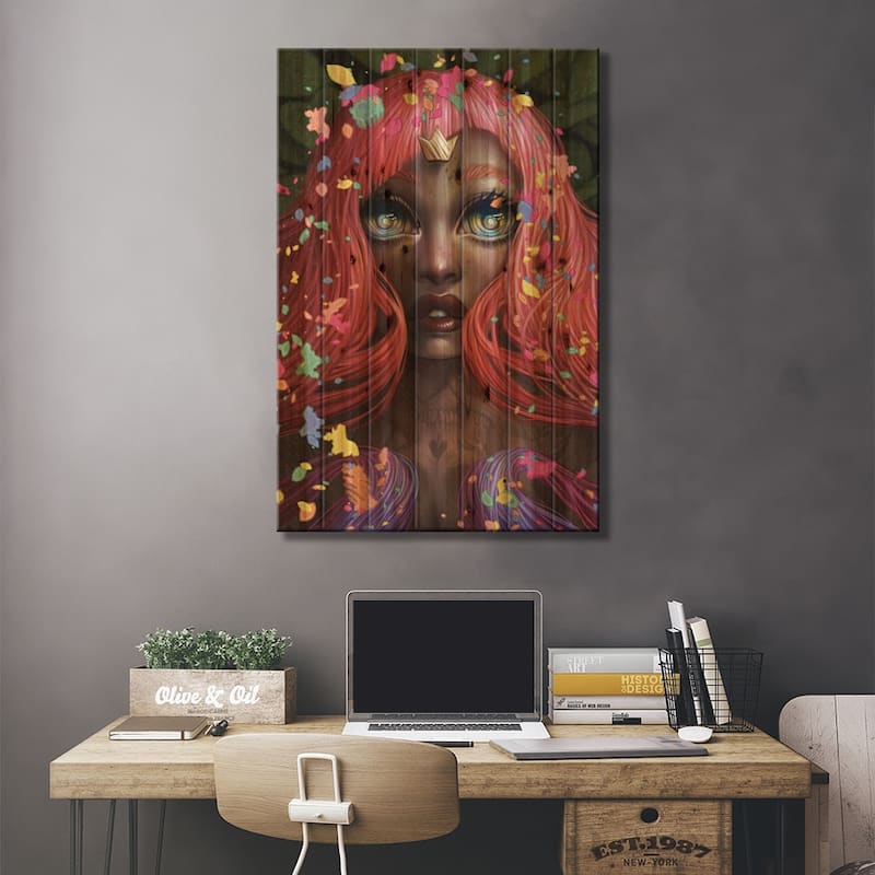 Starburst Print On Wood by Ejiwa Ebenebe - Multi-Color