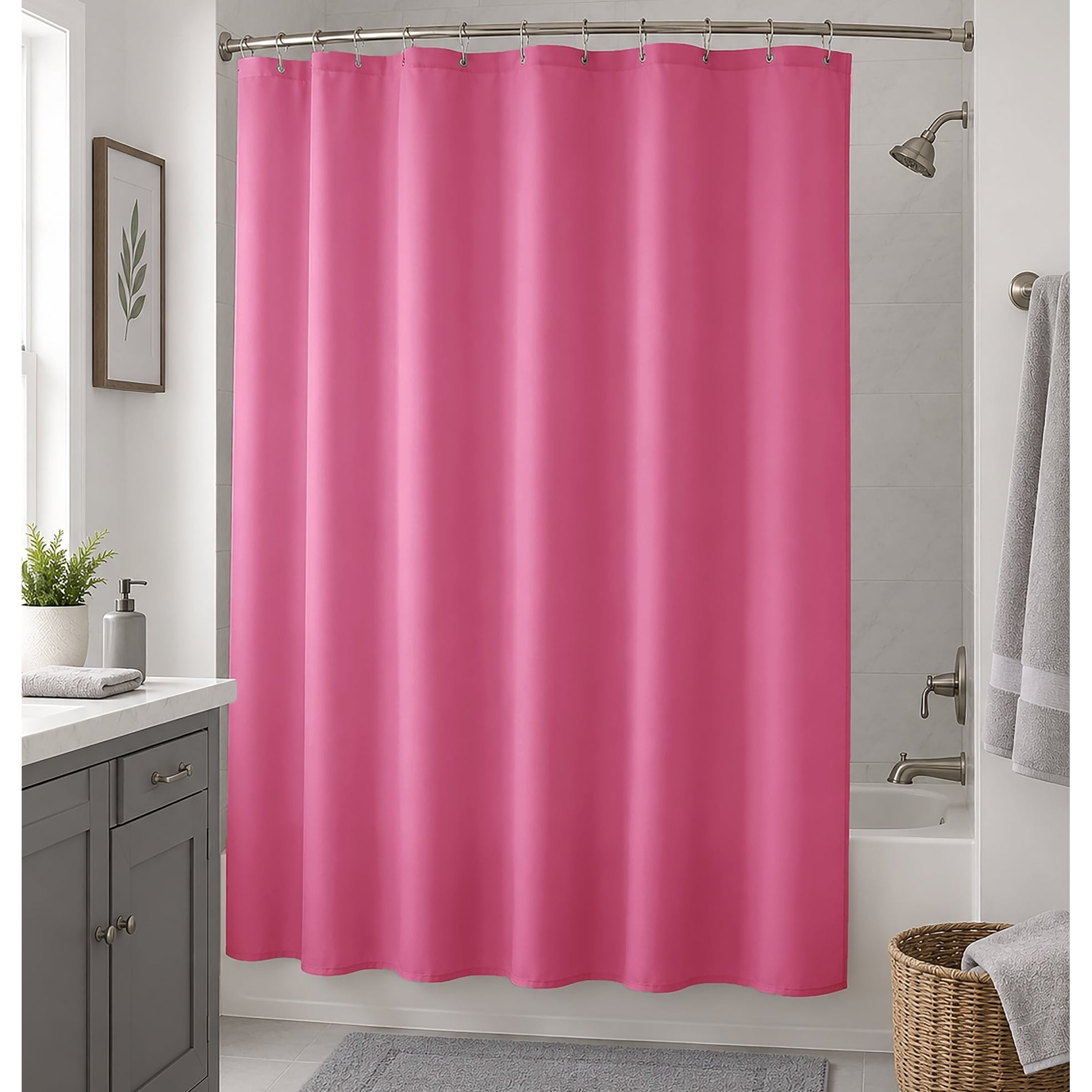 70" x 72" - Fuchsia PEVA Shower Curtain Liner Waterproof