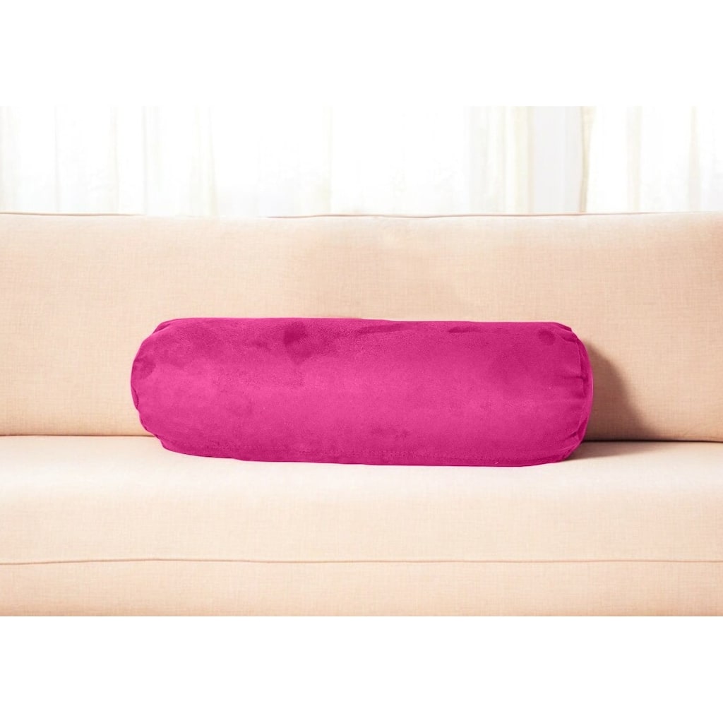 HomeRoots 8" X 20" Fuchsia Microsuede Bolster Throw Pillow