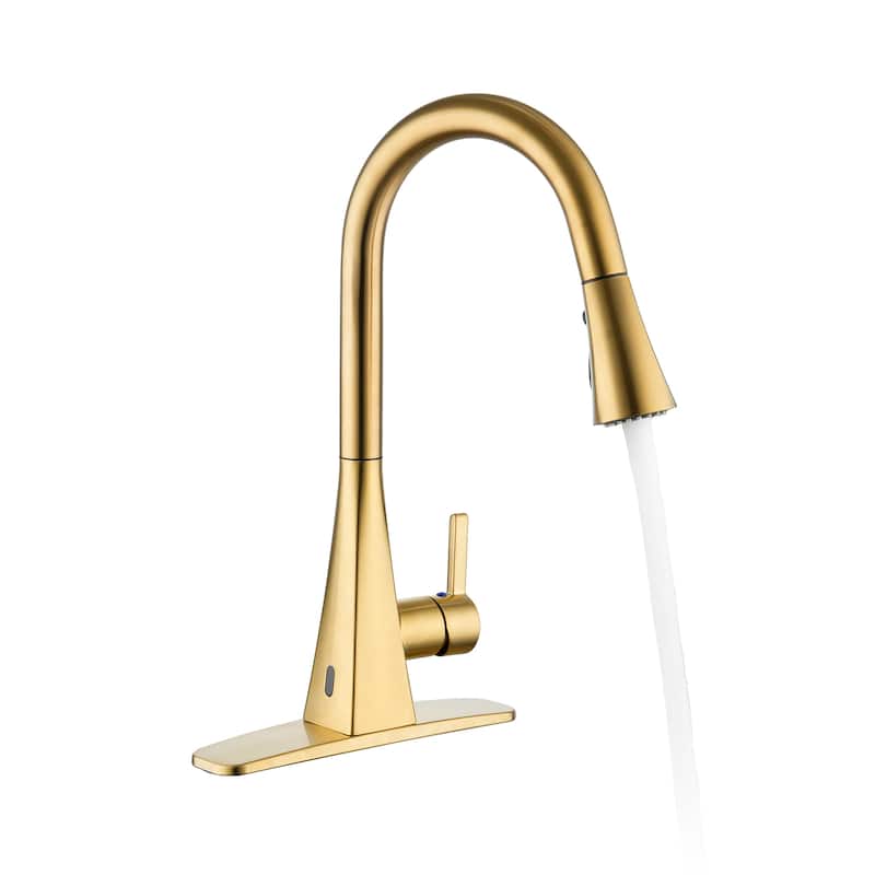 Smart Touchless Dual Sensor Pull Down Kitchen Faucet with Spout Swivel and 3 Function Sprayer