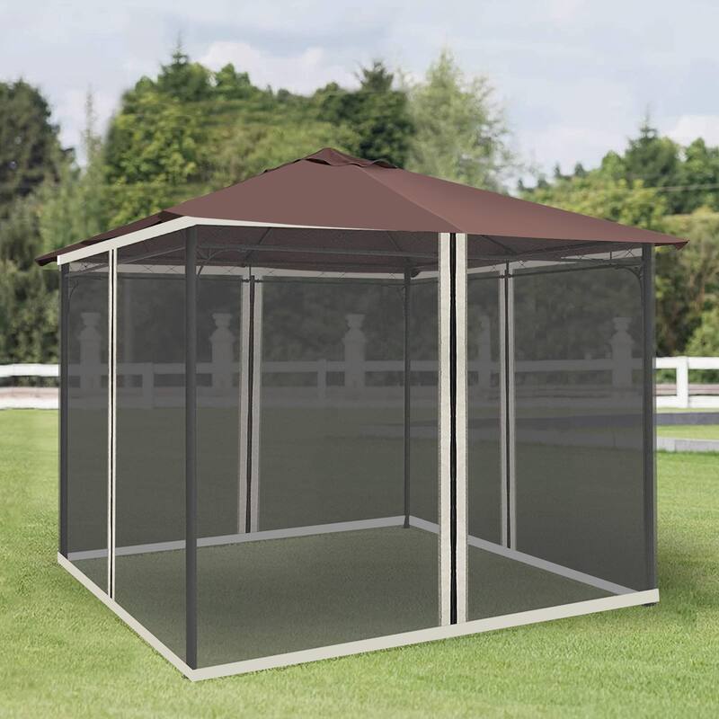 Outsunny 9.84' x 13.1' Universal Replacement Mesh Sidewall Netting for Patio Gazebos with Zippers, (Sidewall Only) - Black