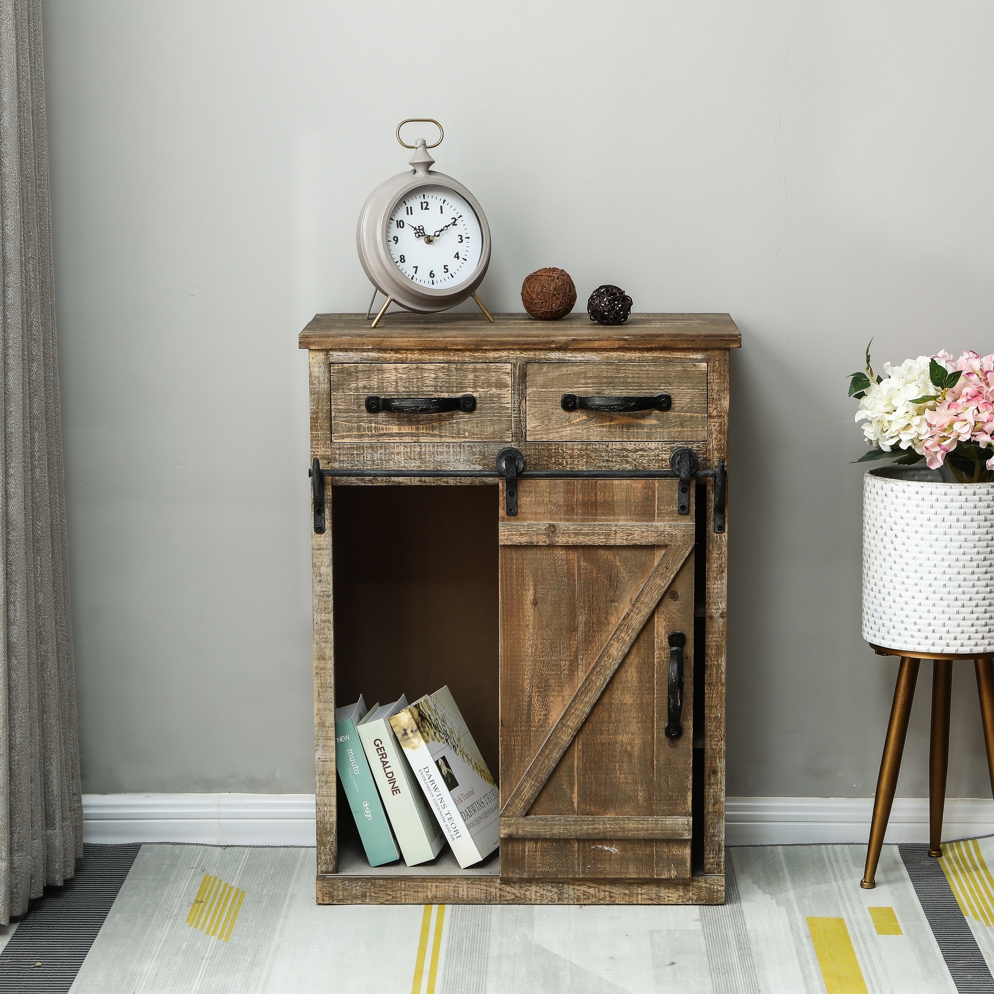 Small rustic store accent cabinet