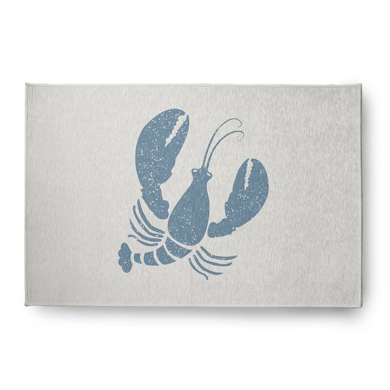 Lobster Nautical Chenille Rug - Dusty Smoke and White - 4' x 6'