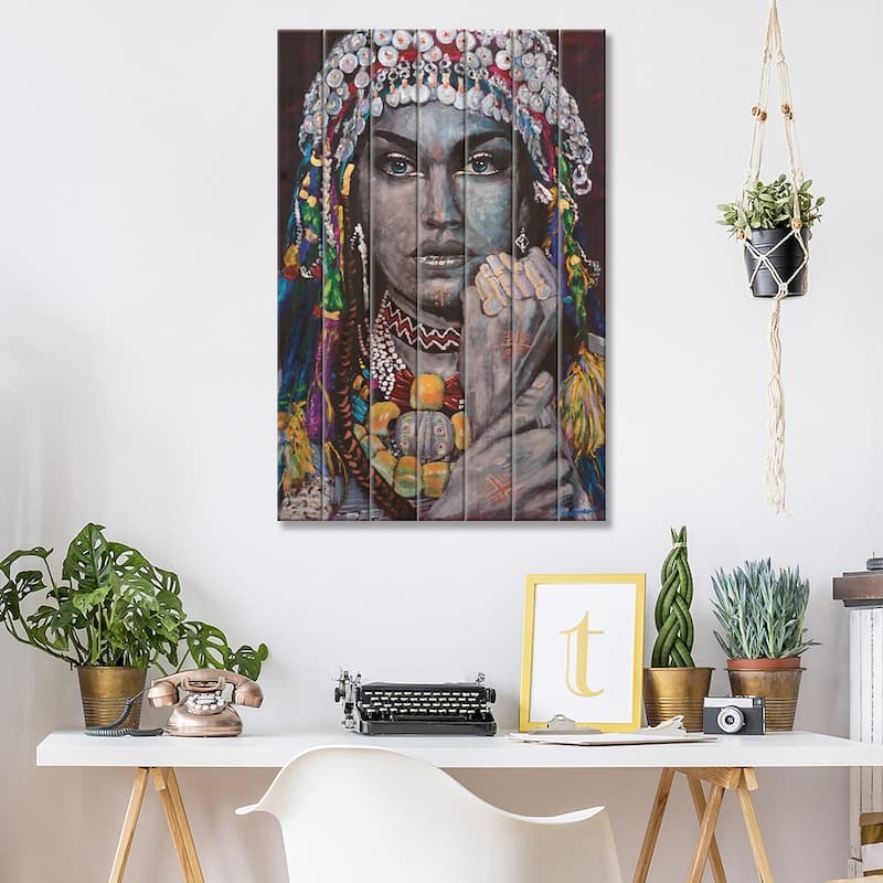 Berber - Amazigh Lady Print On Wood by Tadaomi Kawasaki - Multi-Color
