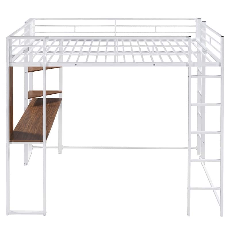 Merax Metal Full Size Loft Bed with Desk