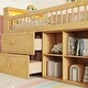 preview thumbnail 10 of 11, Twin Size Loft Bed with LED and Bookshelf,2-step Stairs,Drawers and Shelves,Solid Wood Sturdy Frame