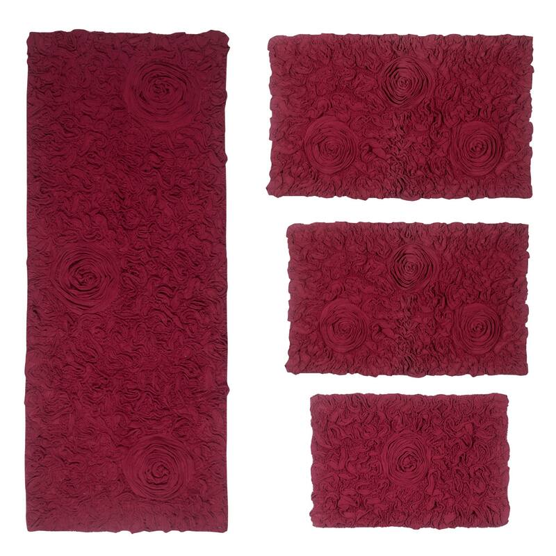 Home Weavers Modesto Collection 100% Cotton Bath Rug, Non-Slip Bath Rug, Extra Soft, Machine Wash, 4 Pcs Set with Runner