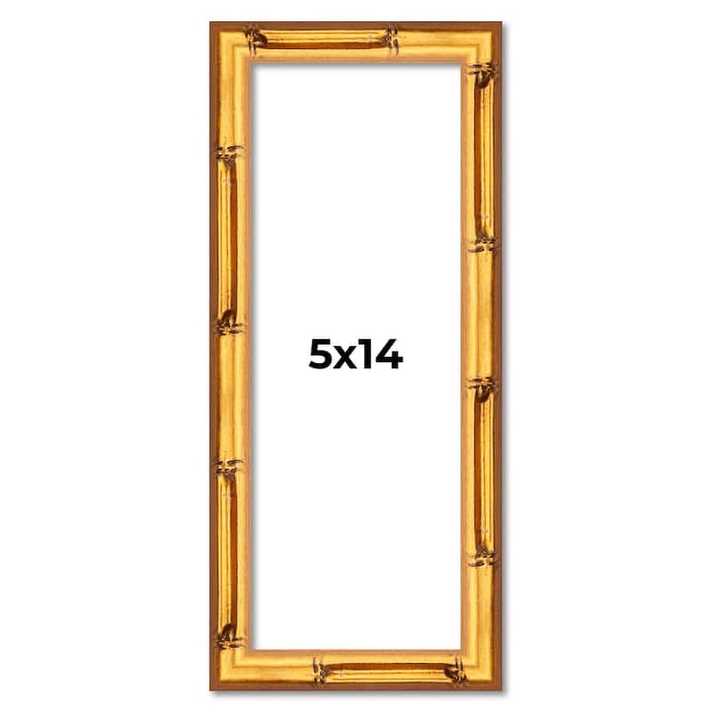 5x14 Frame Gold Bamboo Solid Wood Picture Frame | 1 Inch Moulding