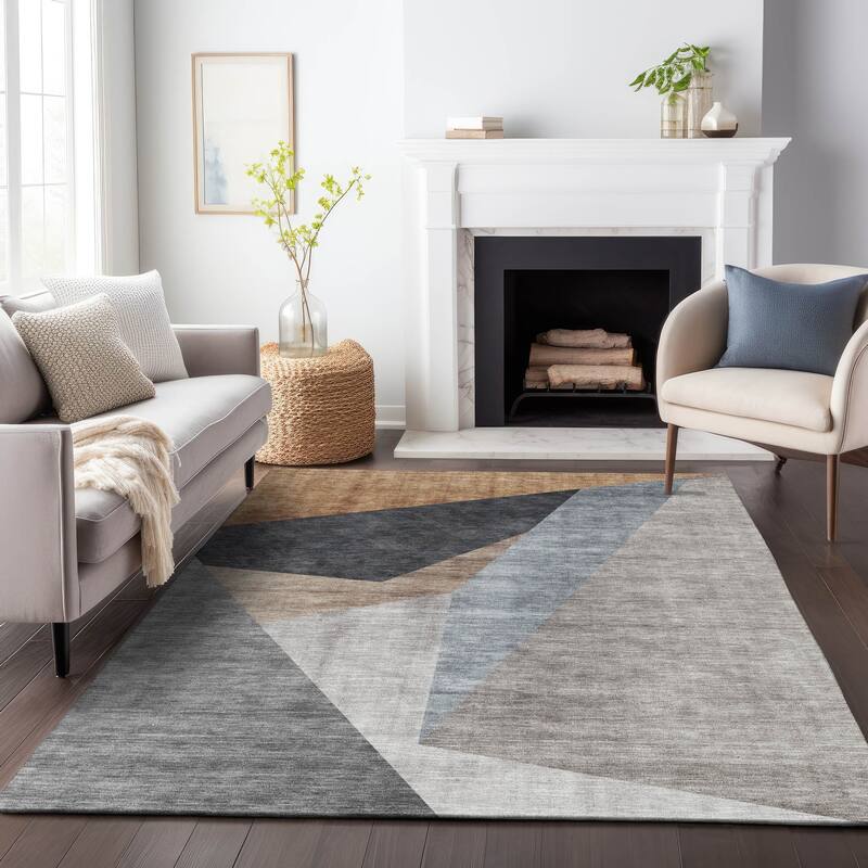 Premium Washable Super Soft Modern Deco Mayfield Rug - Taupe - 10' x 14' - Rectangle