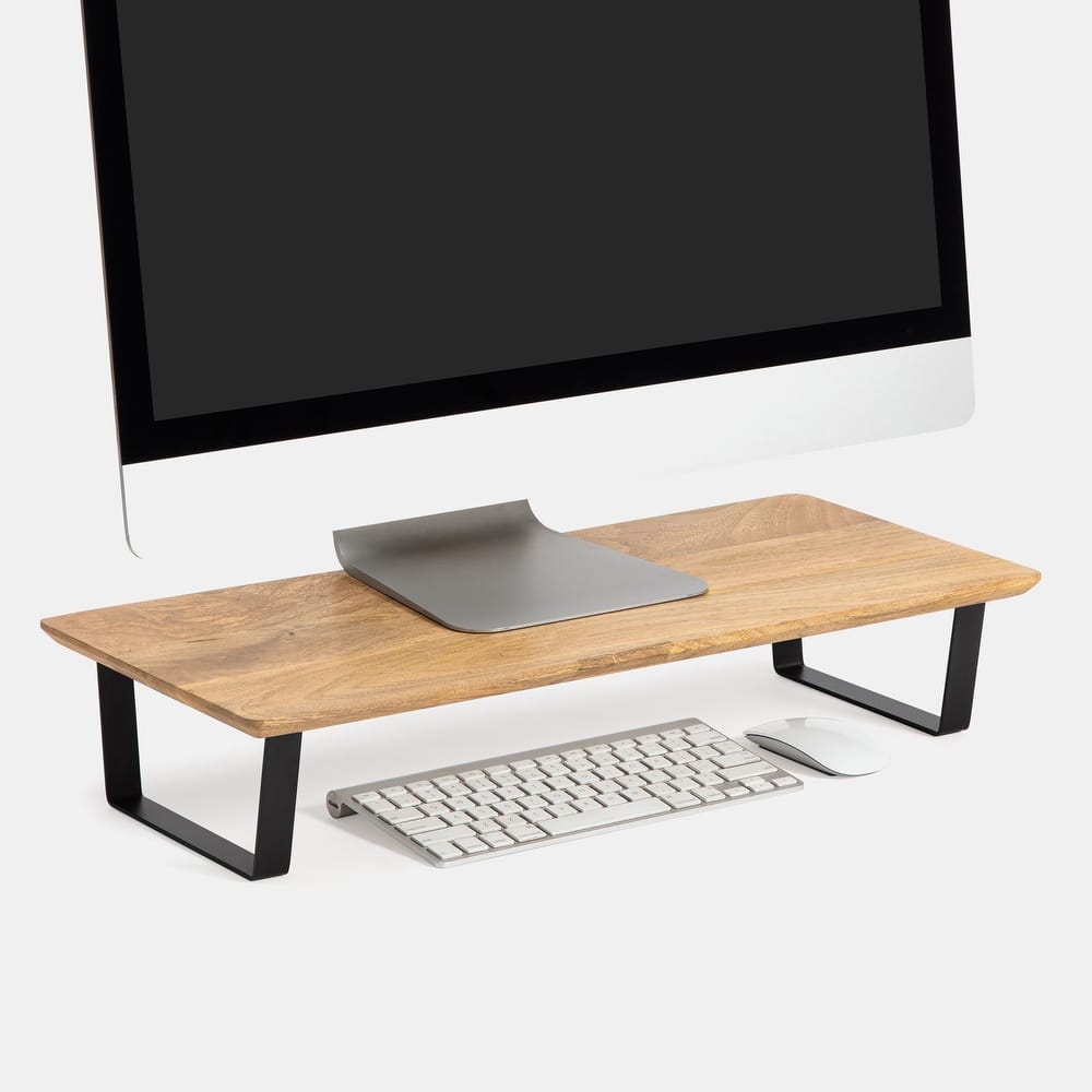 Jani Wood Monitor Stand Riser Desk - Ergonomic Design Stand, Desktop Organizer Table for Home, Office Workspace, Gaming Desk