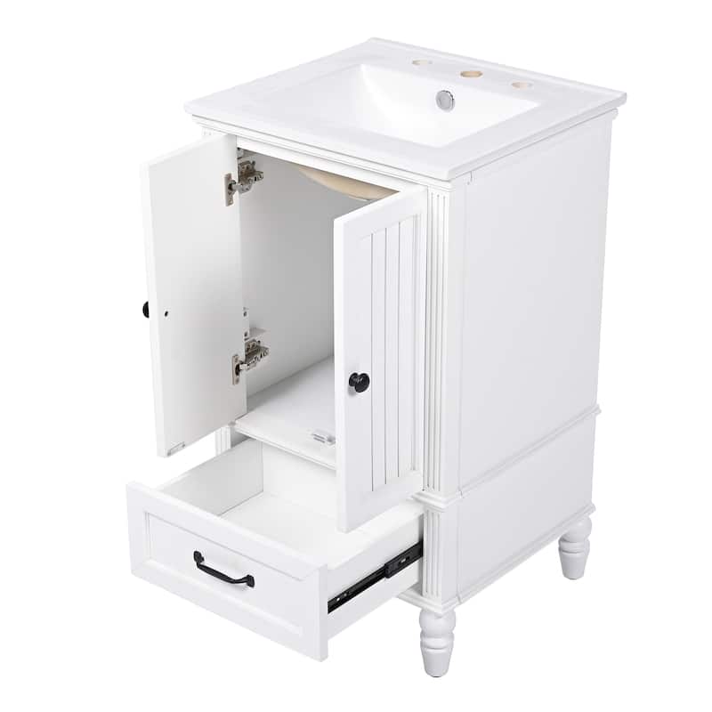 20" Bathroom Vanity with Sink, Bathroom Cabinet with Two Doors, Magnetic Door Stopper and Adiustable Foot Pads