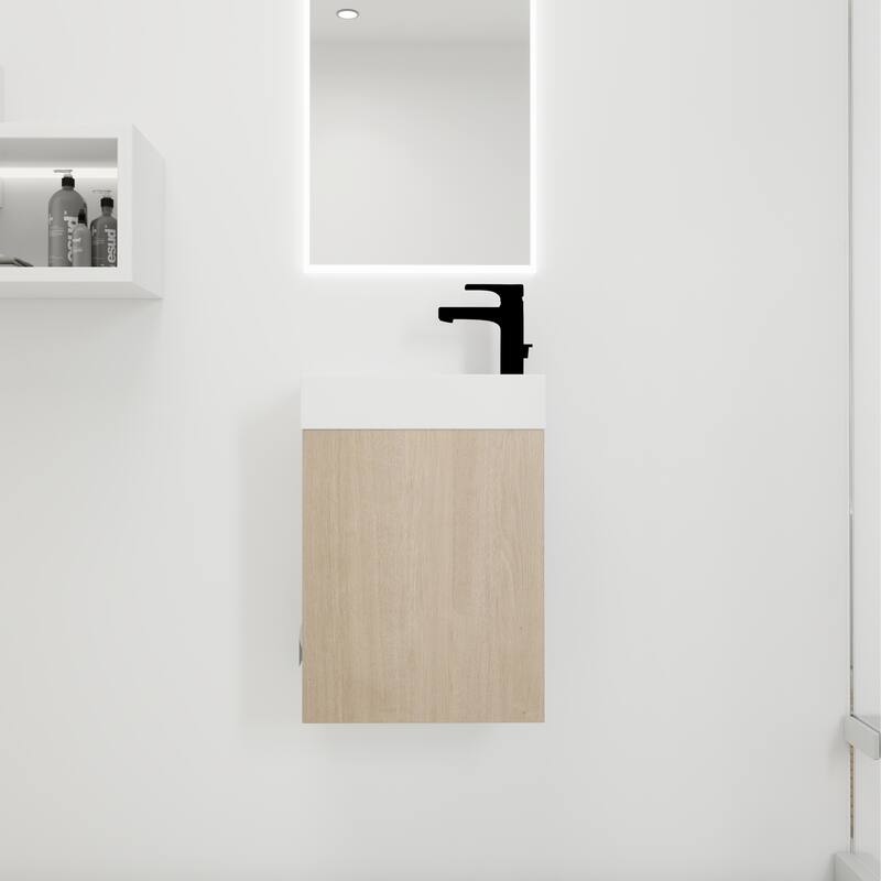 BNK 16/18 Inch Single Sink Bathroom Vanity with Soft Close Door