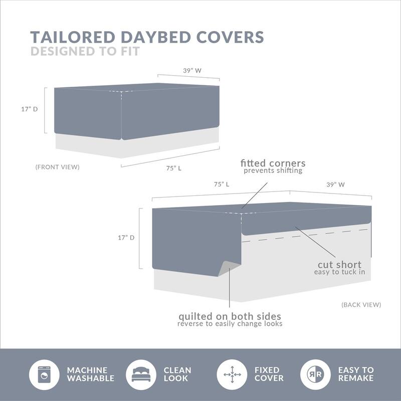6 Piece Reversible Daybed Cover Set Blue Daybed