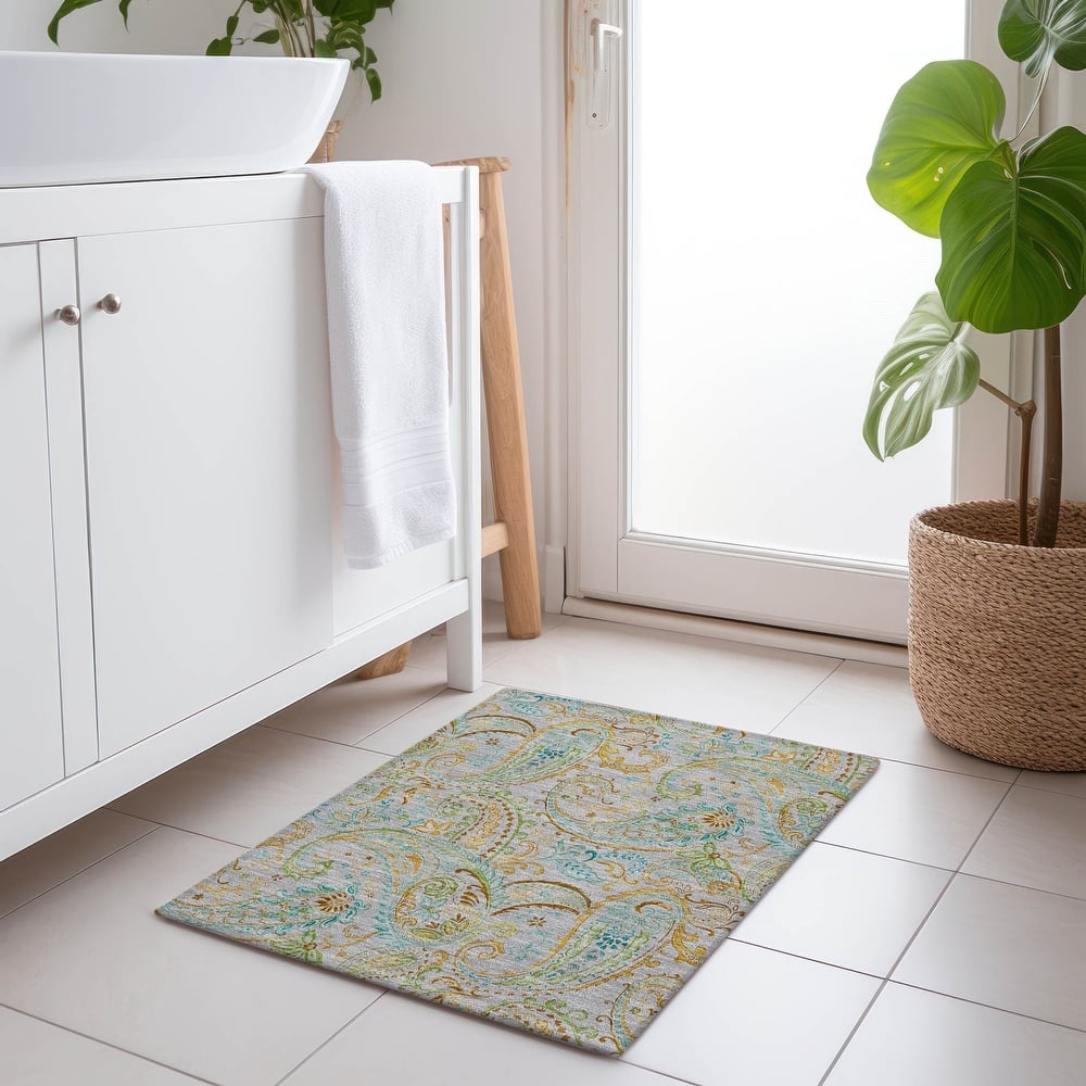 Machine Washable Indoor/ Outdoor Paisley Chantille Rug