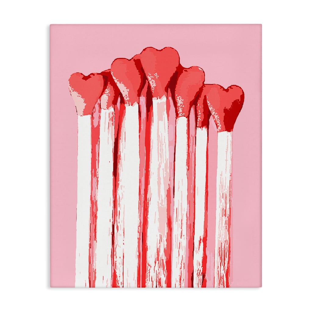 Stupell Pastel Pink Heart Matches Canvas Wall Art Design By Lil' Rue