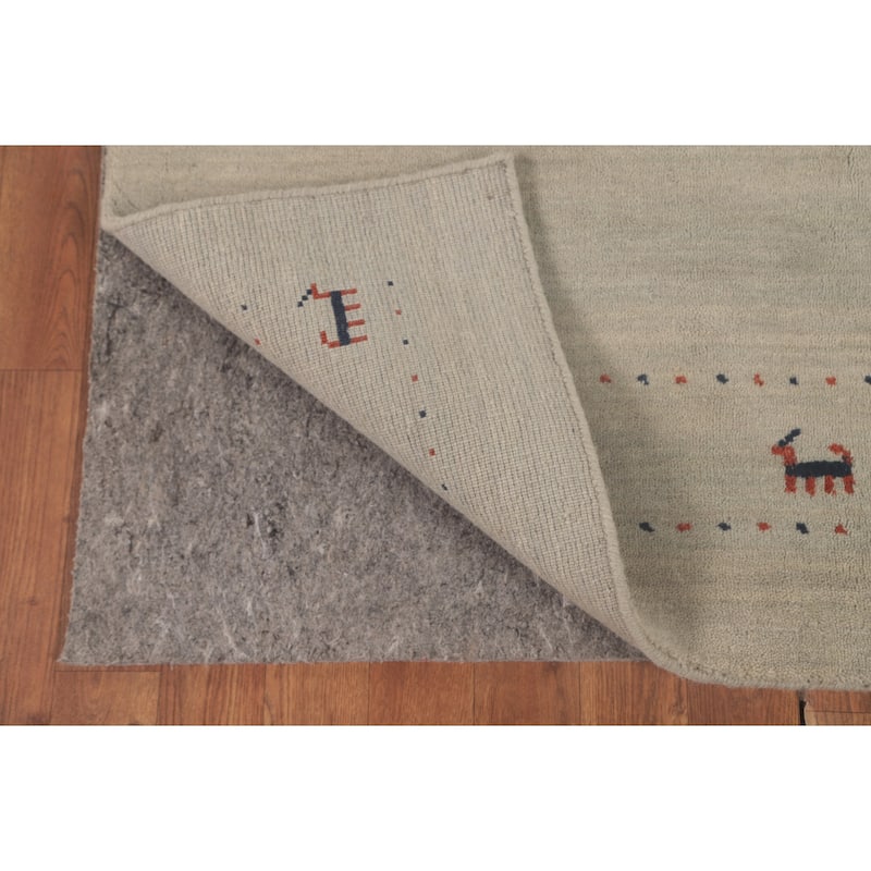 Tribal Animals Gabbeh Oriental Accent Rug Handmade Wool Carpet - 3'10"x 5'10"