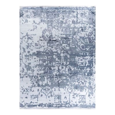Modern One-of-a-Kind Hand-Knotted Area Rug - Gray, 9' 2" x 12' 4" - 9' 2" x 12' 4"