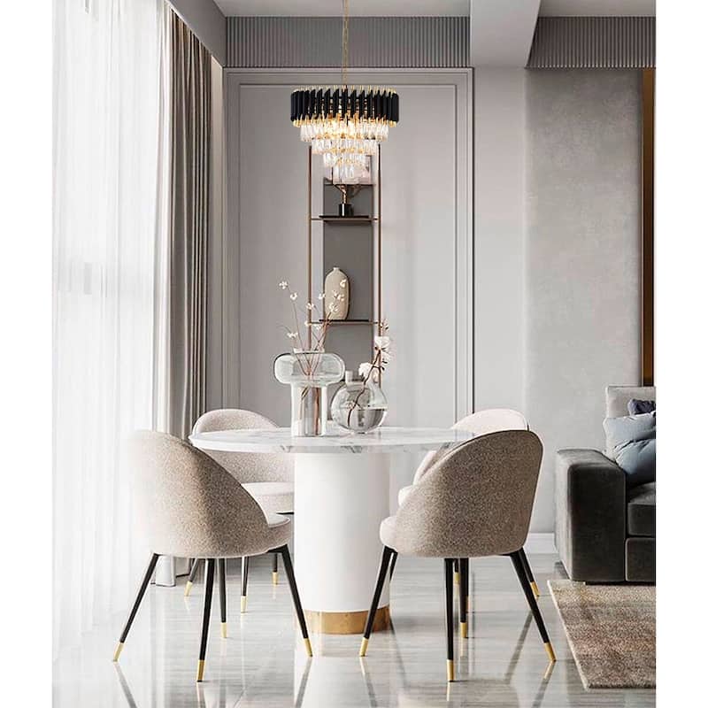 Transitional 8-Light Black And Gold Stainless Steel Chandelier