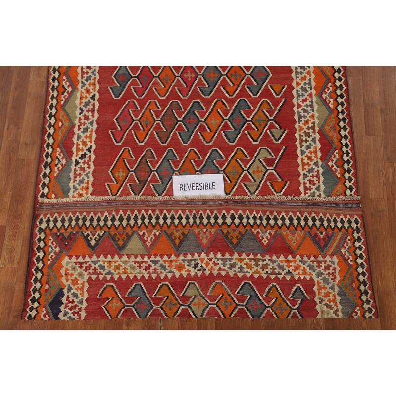Kilim Qashqai Persian Area Rug Hand-Woven Tribal Wool Carpet - 5'3" x 7'11"