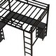 preview thumbnail 10 of 11, Black+Brown Full Size Metal Loft Bed with Desk, Shelves, Ladder, and Guardrails