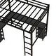 preview thumbnail 9 of 10, Full Metal Loft Bed with Desk and Shelves, Loft Bed with Ladder and Guardrails, Loft Bed Frame with Black Desk