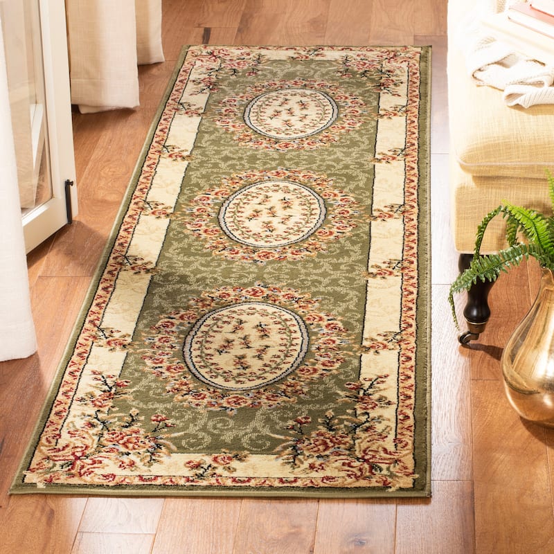 SAFAVIEH Lyndhurst Nannette Traditional Oriental Medallion Rug - 2'3" x 8' Runner - Sage/Ivory
