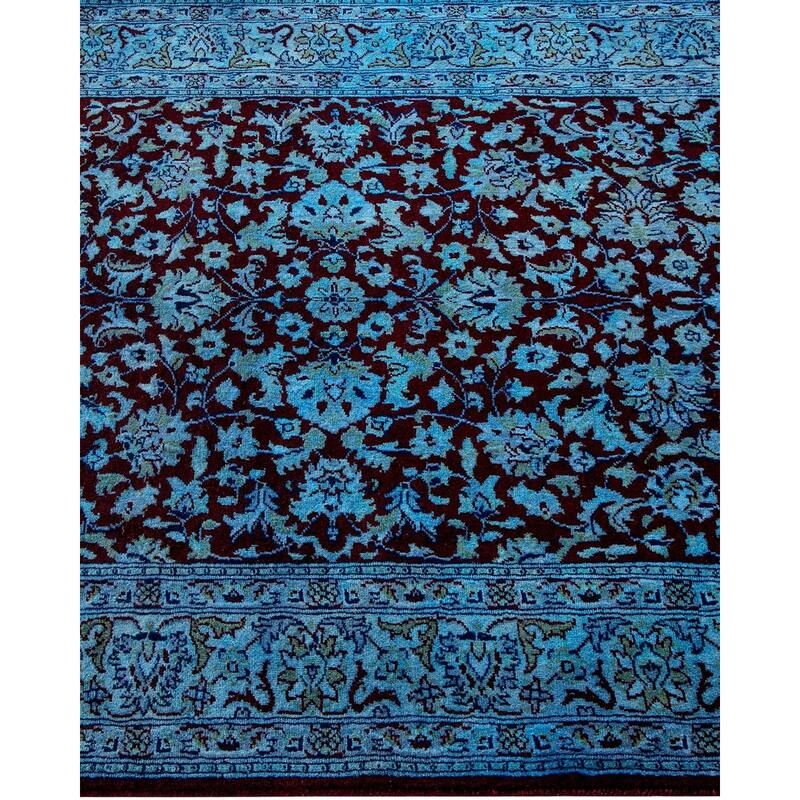 Overton Hand Knotted Wool Vintage Inspired Modern Contemporary Overdyed Blue Area Rug - 3' 2" x 5' 1"