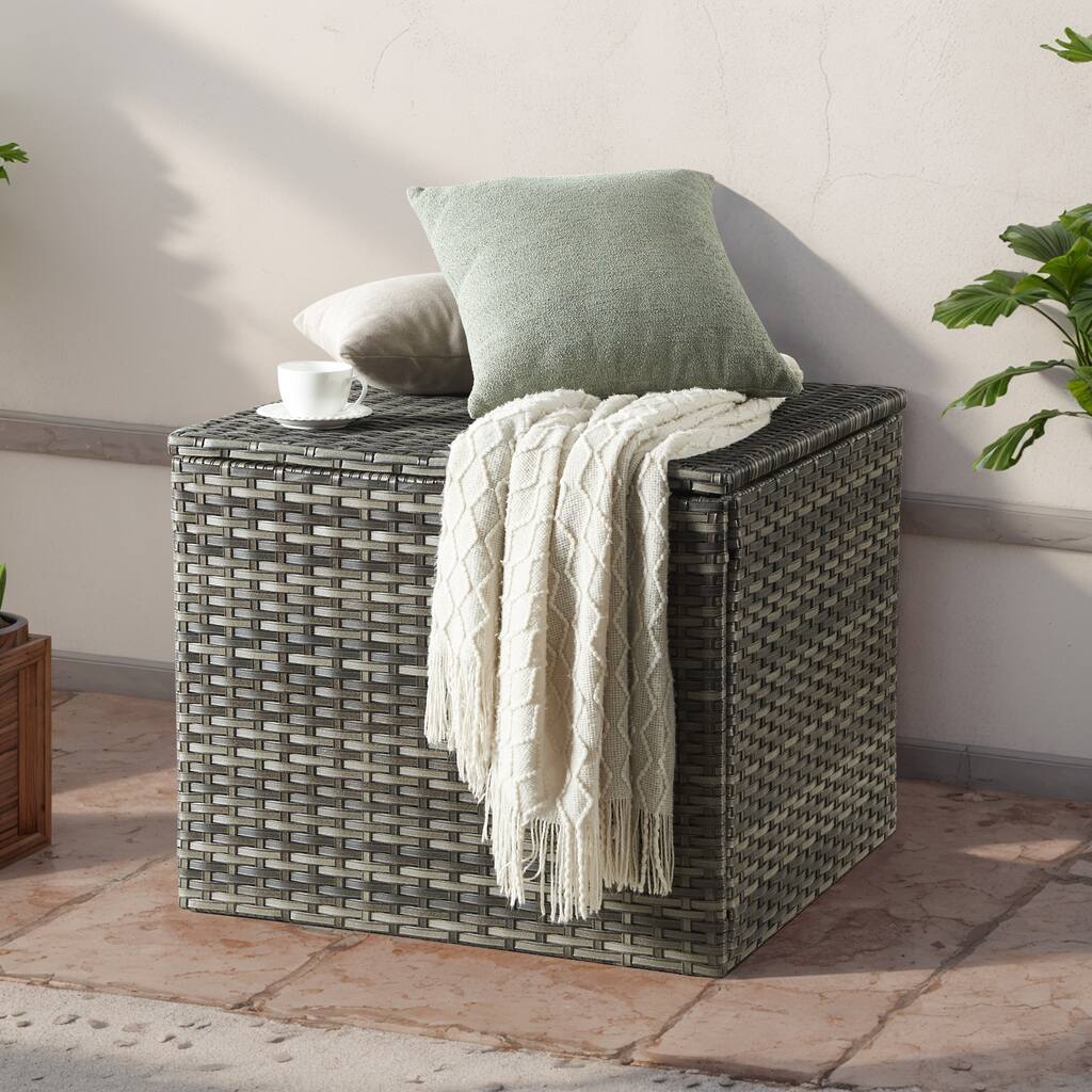 Outdoor Storage Box, Patio Rattan Deck Box