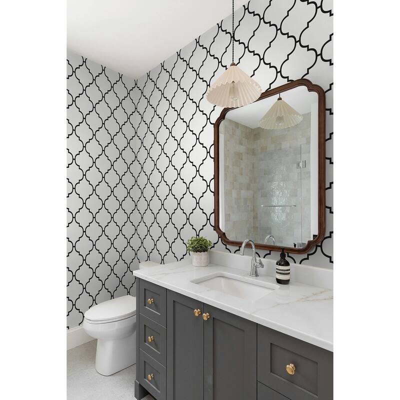 Seabrook Designs Melvyn Ogee Trellis Unpasted Wallpaper - 27 in. W x 27 ft. L