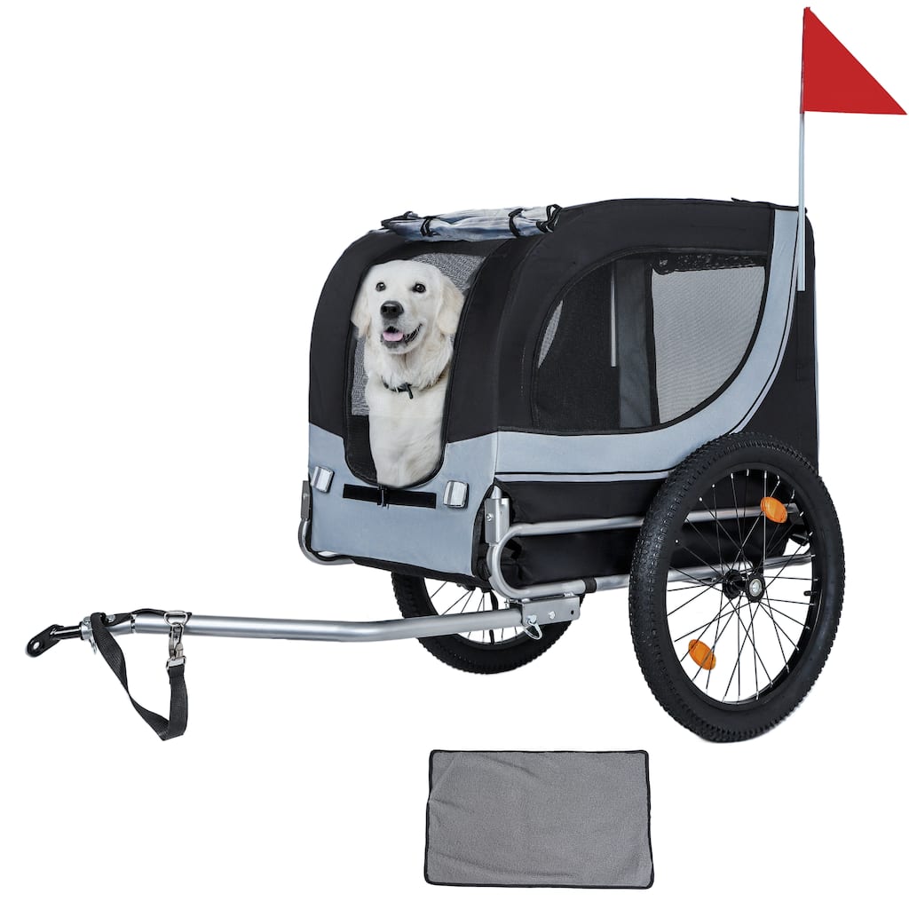 Large Folding Bike Trailer for Dogs, 100LB Capacity All-Terrain Pet Carrier for Cycling, Jogging, Camping & Outdoor Adventures
