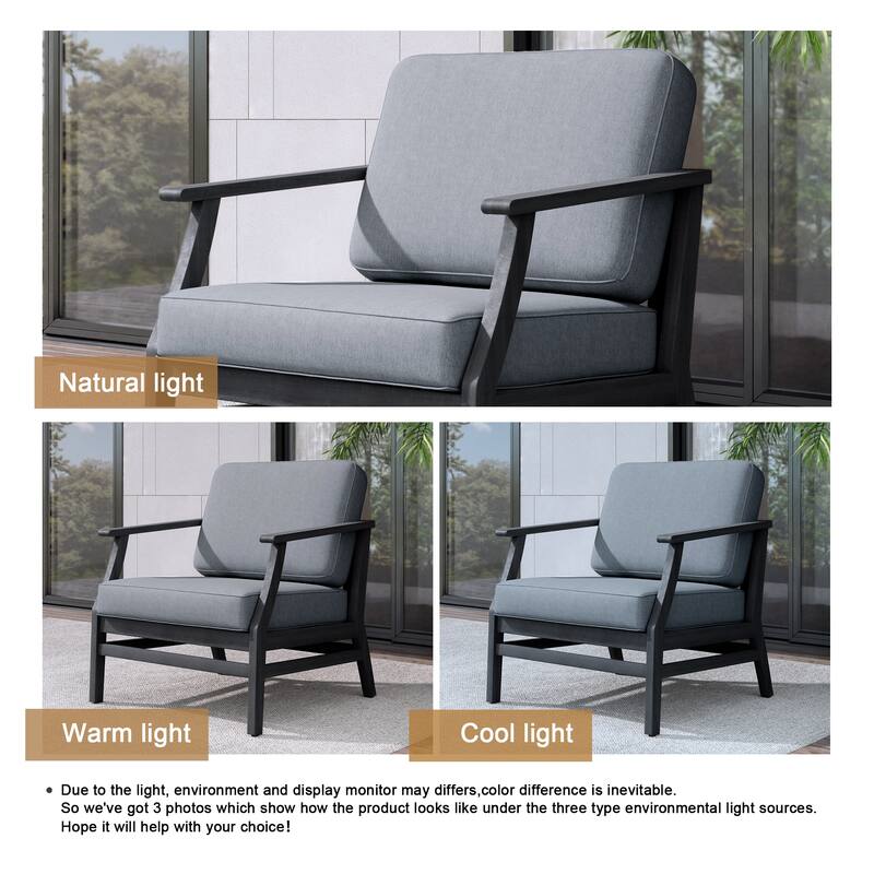 Teak Outdoor Patio Club Chairs Loveseat with Cushions