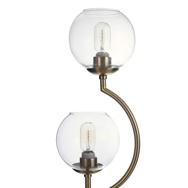StyleCraft Ashington Brass 2 Steel Brass Poles with Clear Glass Globe Up Lights