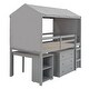 preview thumbnail 6 of 33, Twin Size House-Shaped Wood Bed Low Loft Bed with Desk & Shelf, Unique Kids Bed Tent Bed with Drawer and Roof for Boys Girls