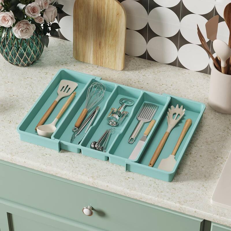 Expandable & Adjustable Utensil Drawer Organizer - Black Large