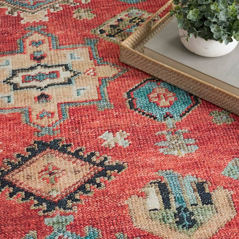 Nourison Vintage Washables Indoor only Red Persian Area Rug