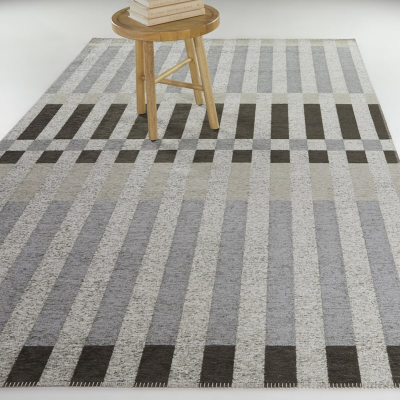 Bowers Modern Striped Indoor/Outdoor Area Rug - 7'10" x 10' - Brown