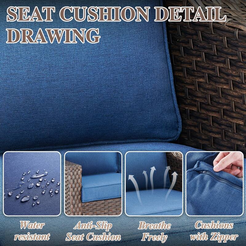Outdoor Sofa Seating Chair with Ottoman and Table