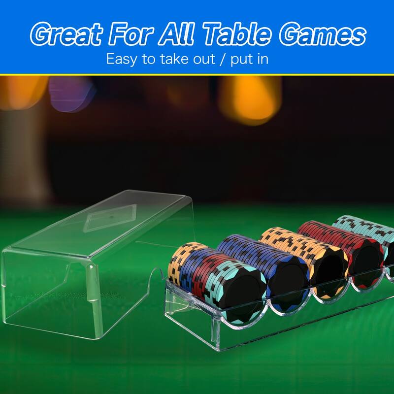 GSE™ 5Pack Acrylic Poker Chip Tray with Cover. 100ct Casino Poker Chip