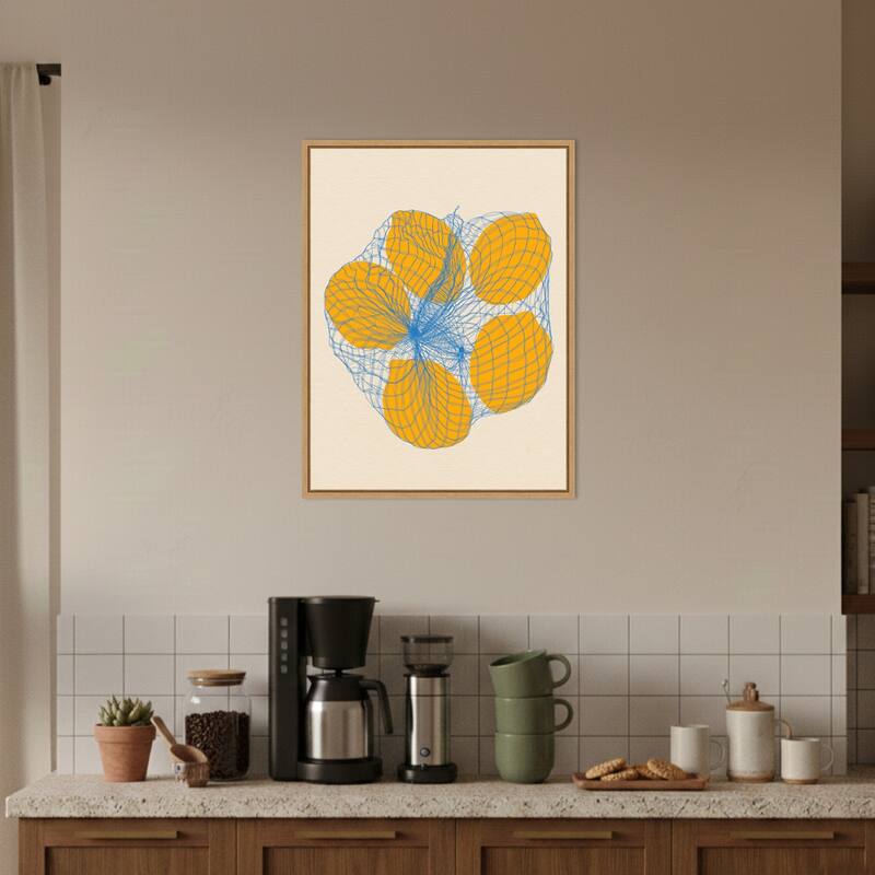 Five Lemons In a Net Bag by Rosi Feist Framed Canvas Wall Art Print
