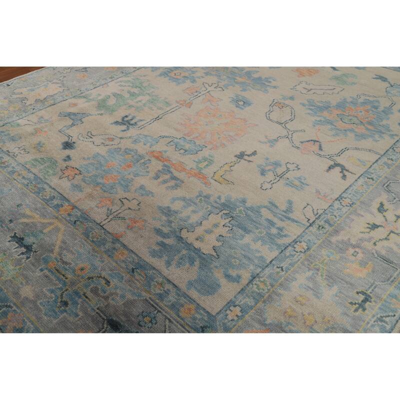 Oushak Indian Area Rug Handmade Beige Wool Carpet - 8'0" x 10'5"