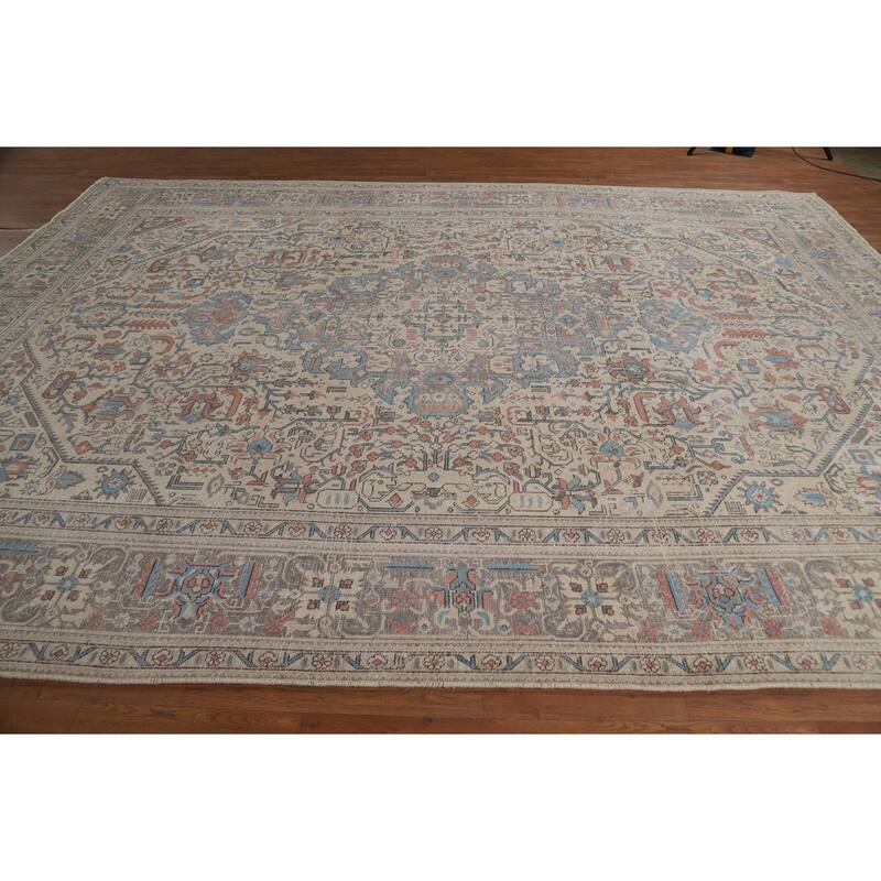 Geometric Tabriz Persian Area Rug Handmade Dining Room Wool Carpet - 9'3"x 12'8"