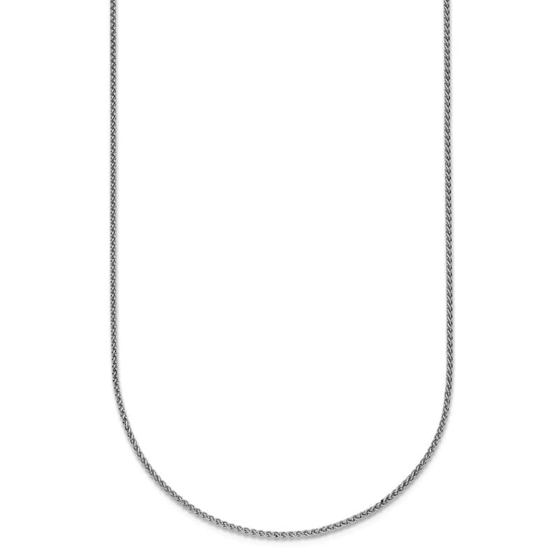 Curata Italian 18k White Gold 1.1mm Wheat Chain Necklace (Lobster)