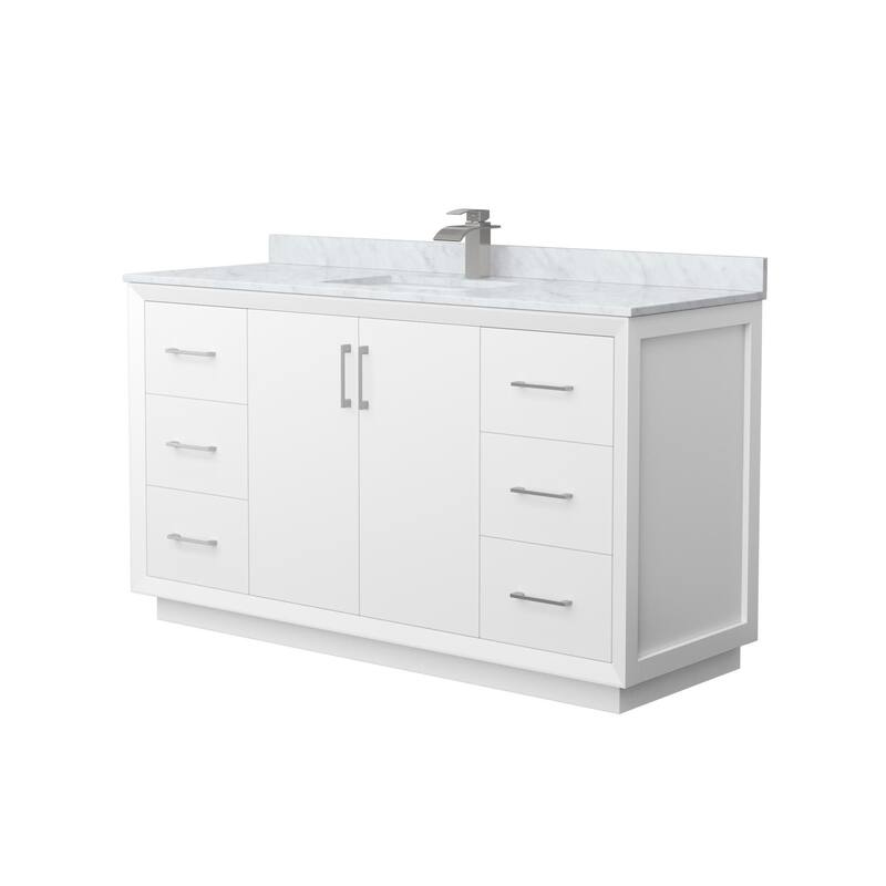 Wyndham Collection WCF414160S-NAT-UNSMXX Strada 60" Free Standing - White / Brushed Nickel Hardware