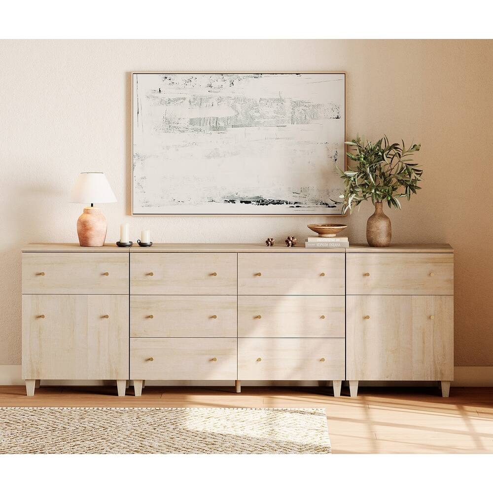 WAMPAT 3-in-1 Dresser Chests with 8 Drawers and 2 Doors for Bedroom