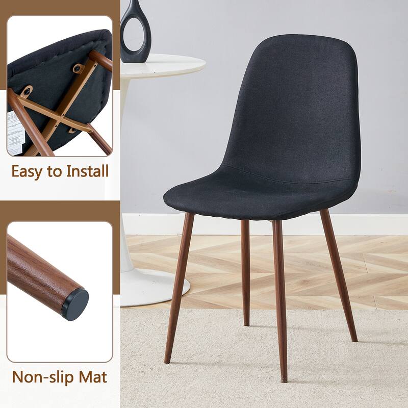 5-piece Natural and Black Spliced Round Dining Table Set with Double-Layer Storage Shelf, Anti-Slip Feet