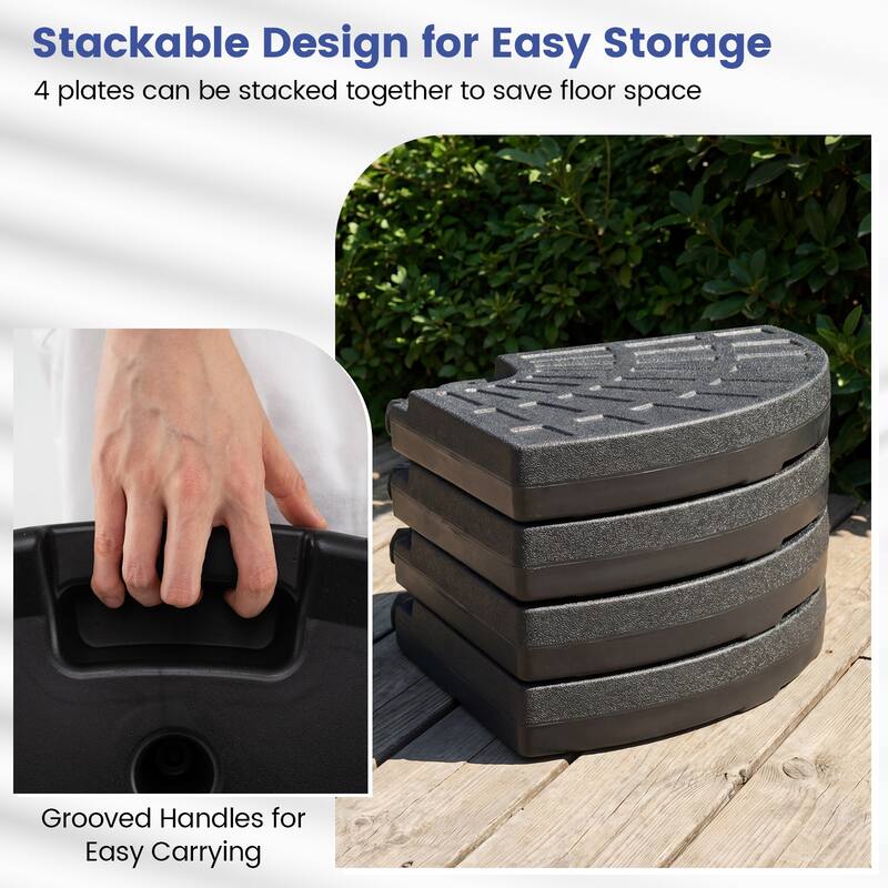 Gymax 4-Piece 140 LBS Water or Sand Filled Round Weight Plate Set