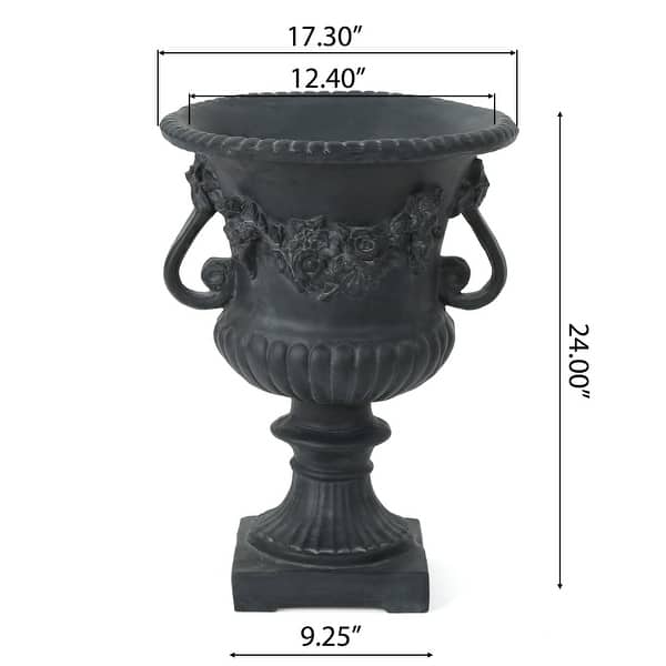 dimension image slide 0 of 2, Buena Vista Outdoor 24-inch Cast Stone Urn by Christopher Knight Home