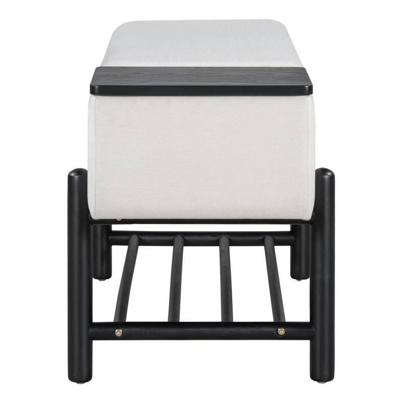 47.24 inches Upholstered Storage Bench Entryway Bench with Hidden Compartment