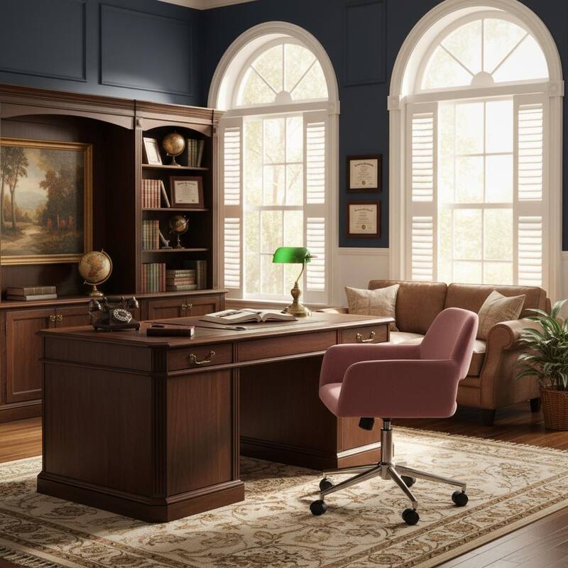 Homylin Modern Velvet Upholstered Task Chair with 360 Degree Swivel