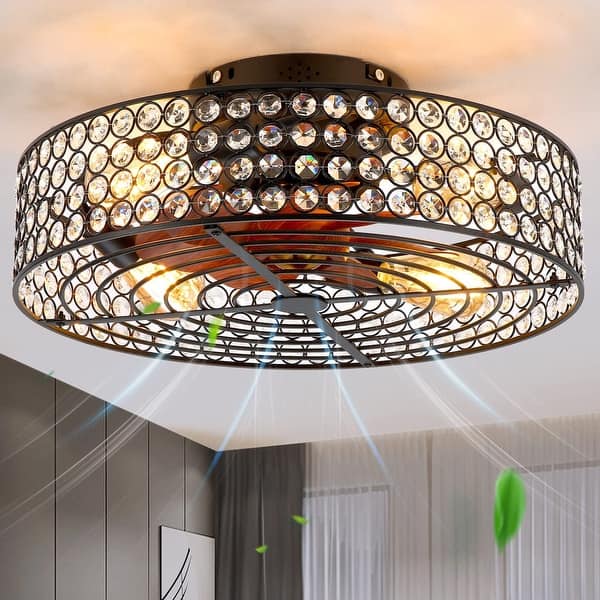 Ceilings Fan with Lights，20 Inch Crystal Ceiling Fan with Lights Remote